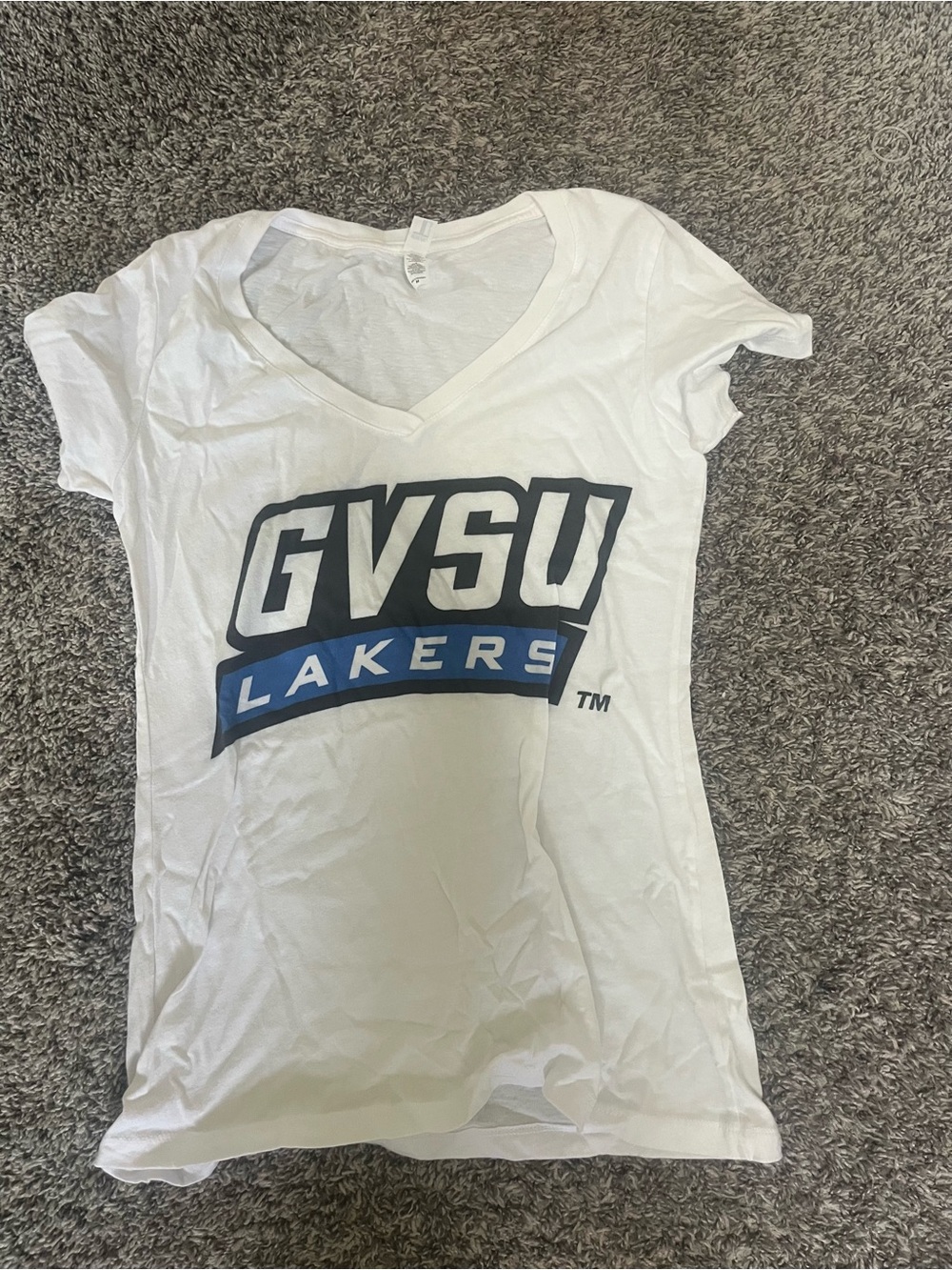 GVSU Lakers Women's White V-Neck Graphic Tee